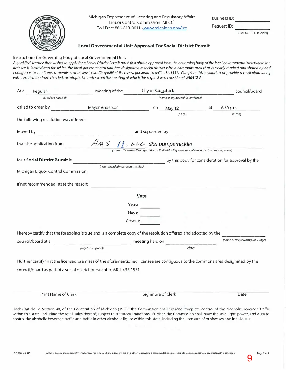 Page 9 of the packet; its text follows