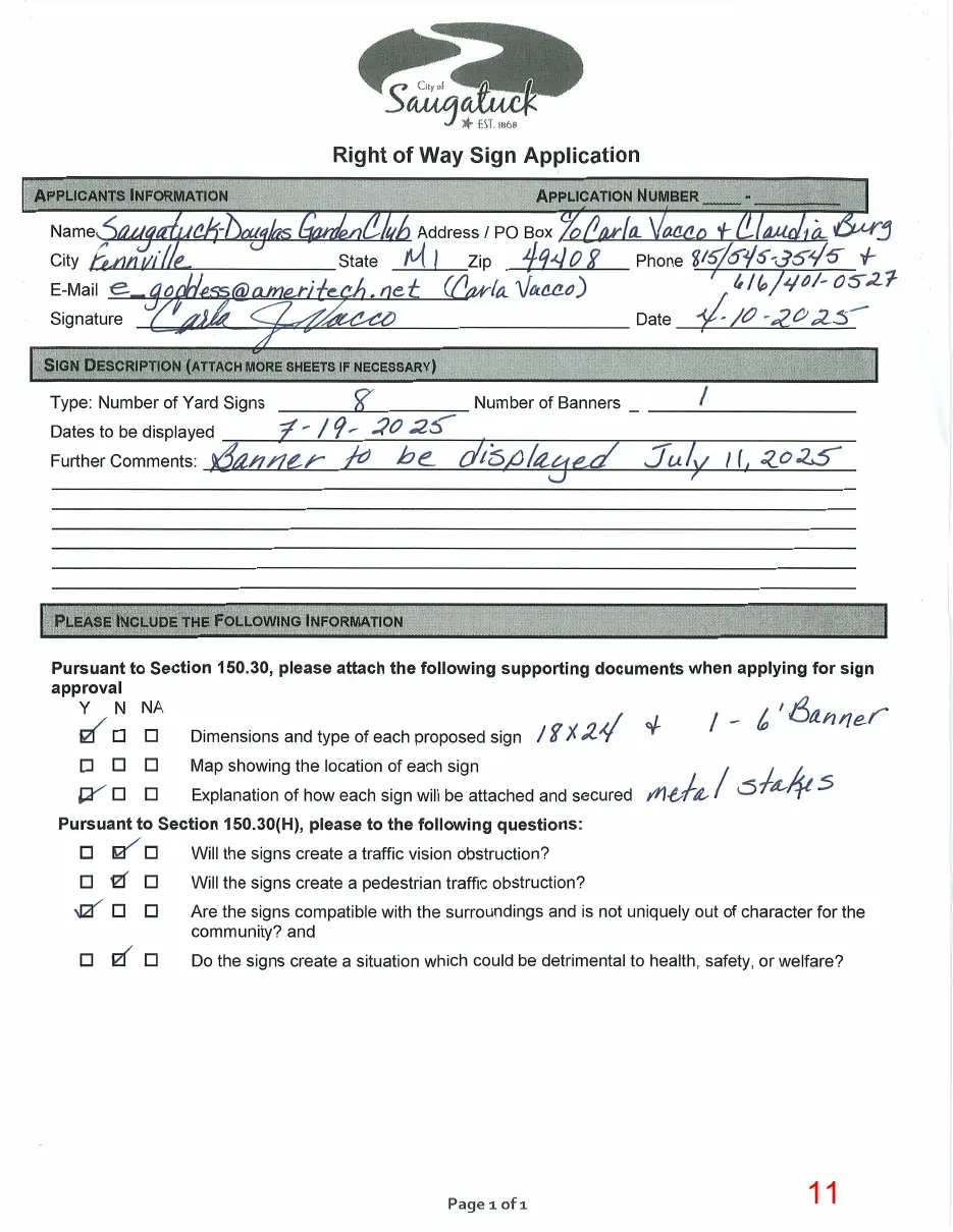 Page 11 of the packet, a scanned page