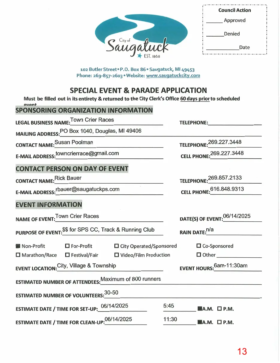 Page 13 of the packet, a scanned page