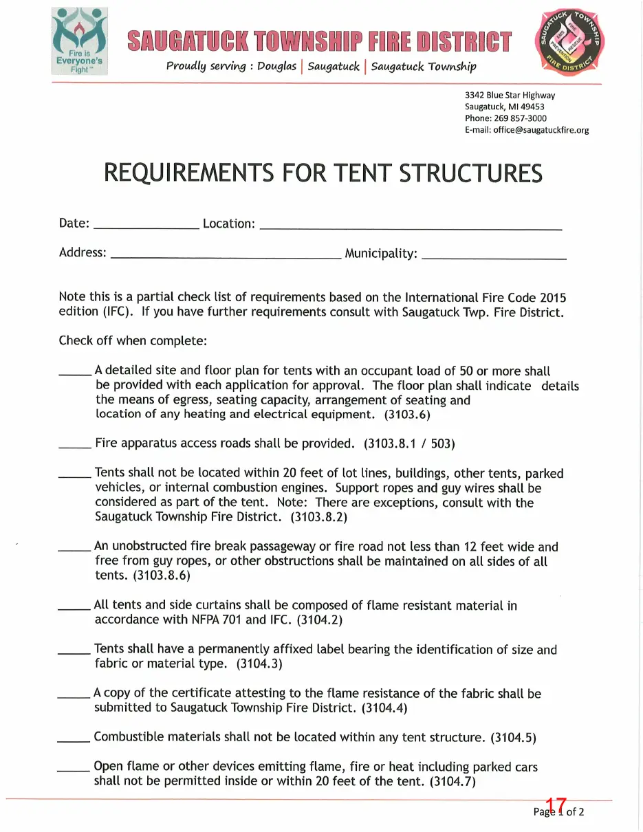 Page 17 of the packet, a scanned page