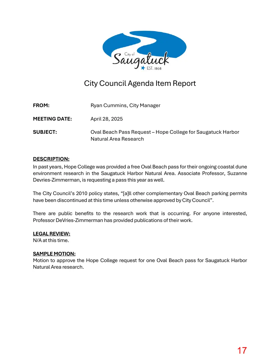 Page 17 of the packet; its text follows