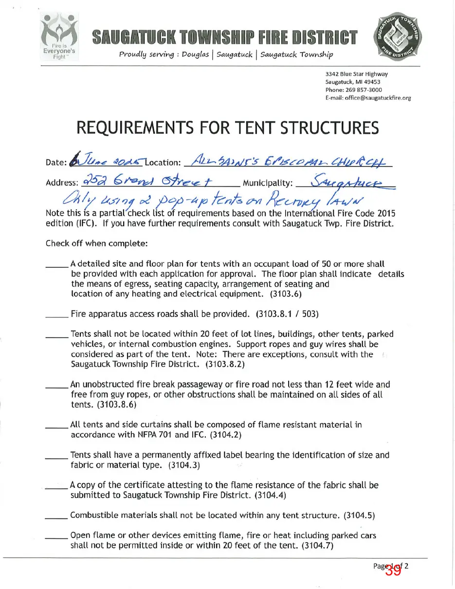Page 39 of the packet, a scanned page