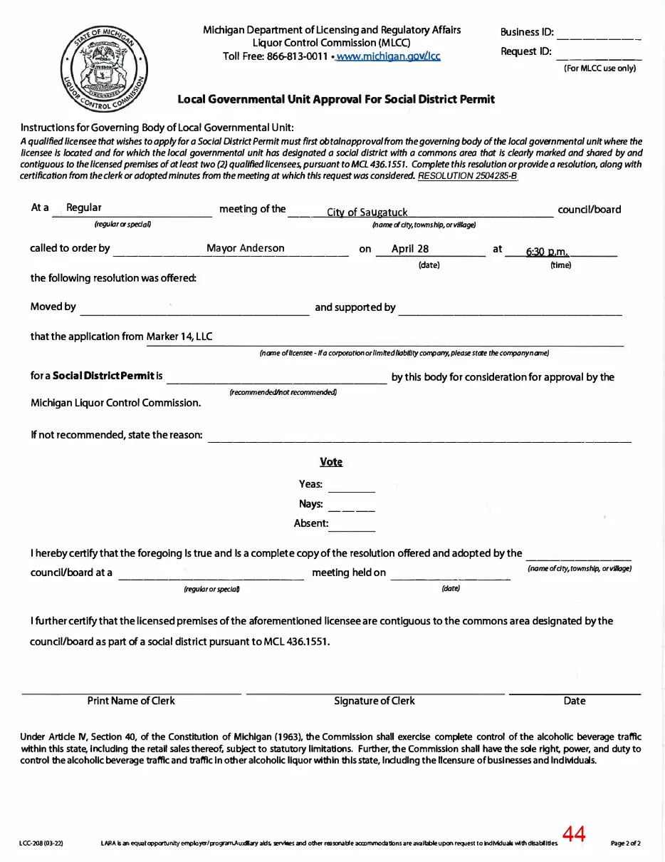 Page 44 of the packet; its text follows