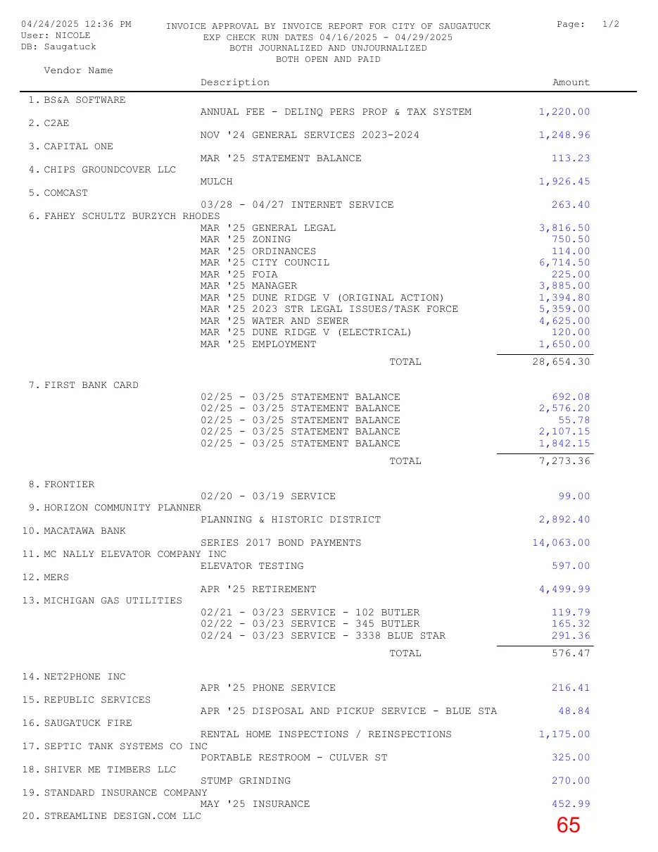 Page 65 of the packet; its text follows
