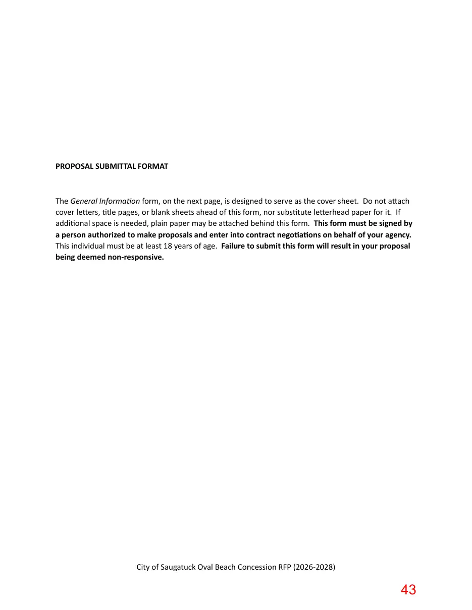 Page 43 of the packet; its text follows