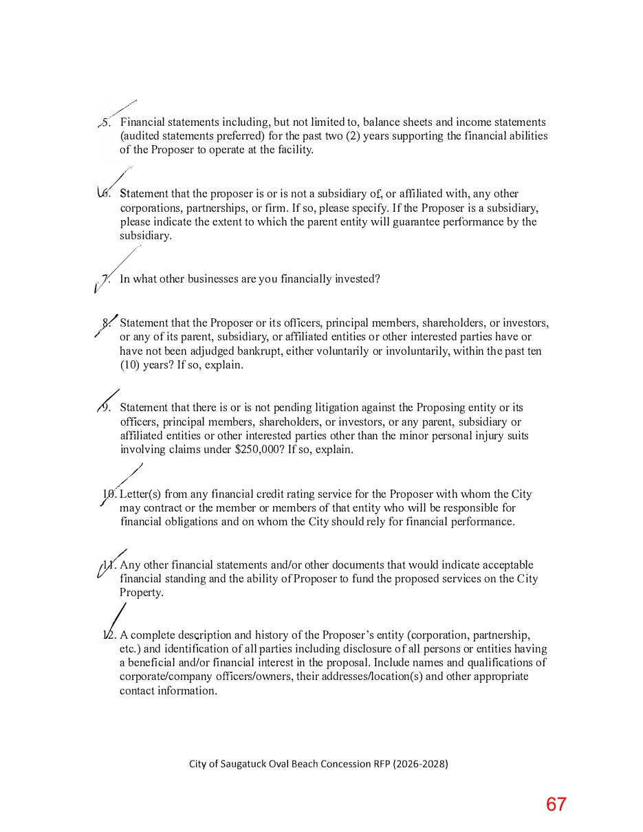 Page 67 of the packet; its text follows