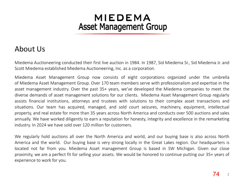 Page 74 of the packet; its text follows