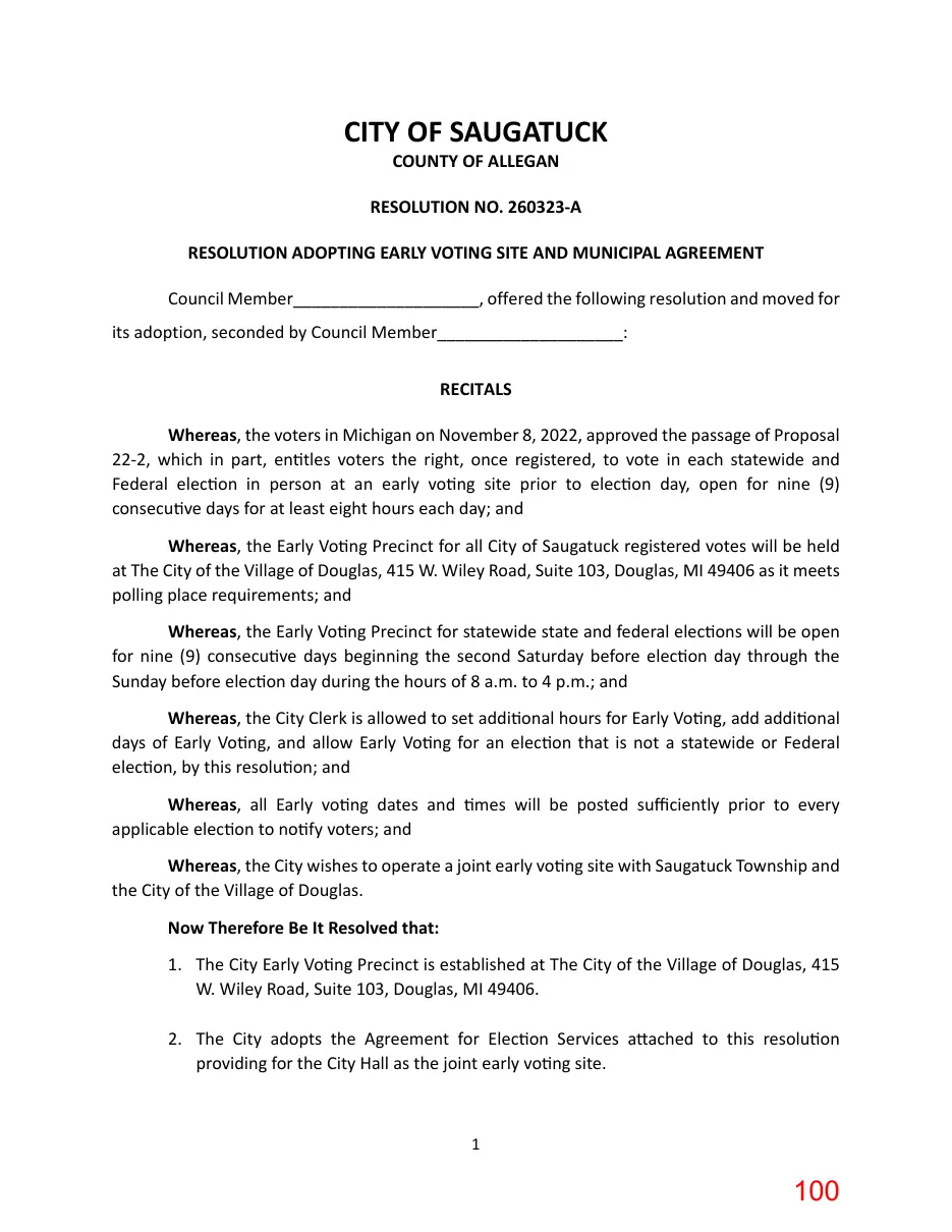 Page 100 of the packet; its text follows