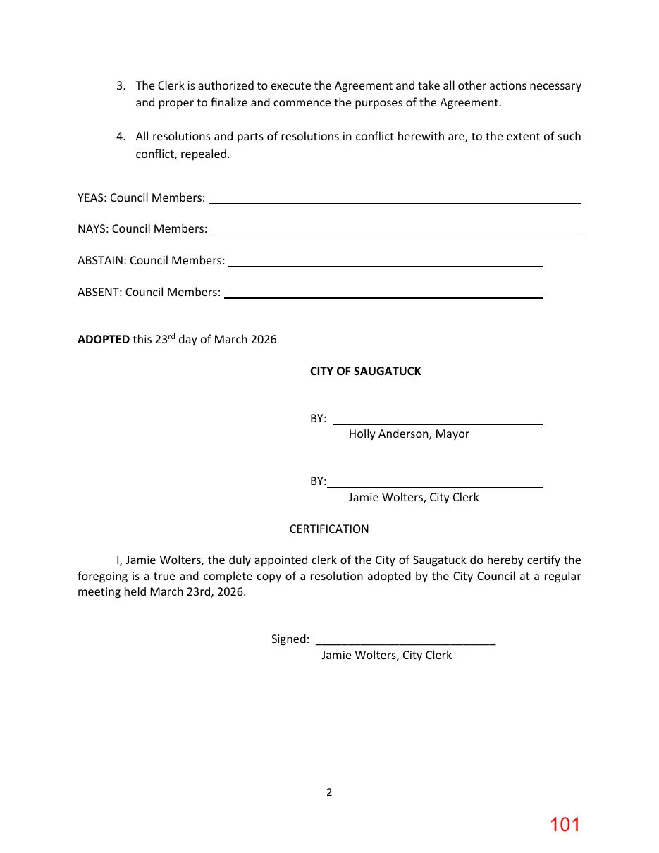 Page 101 of the packet; its text follows