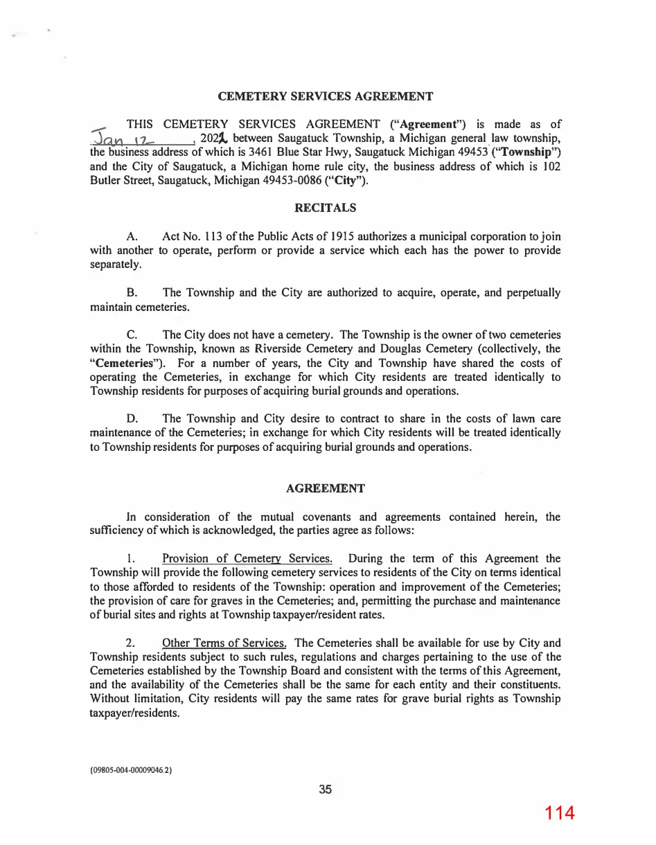 Page 114 of the packet; its text follows
