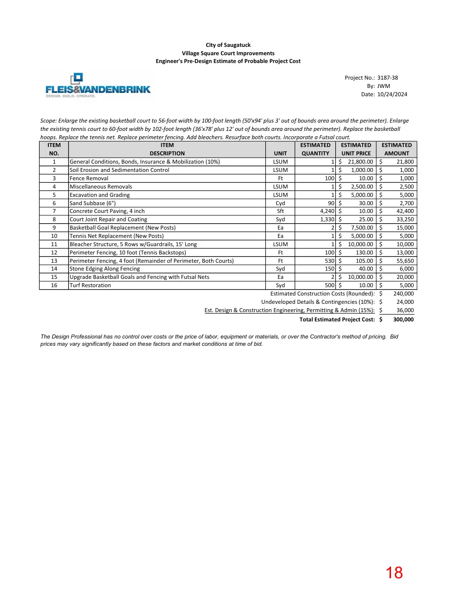 Page 18 of the packet; its text follows