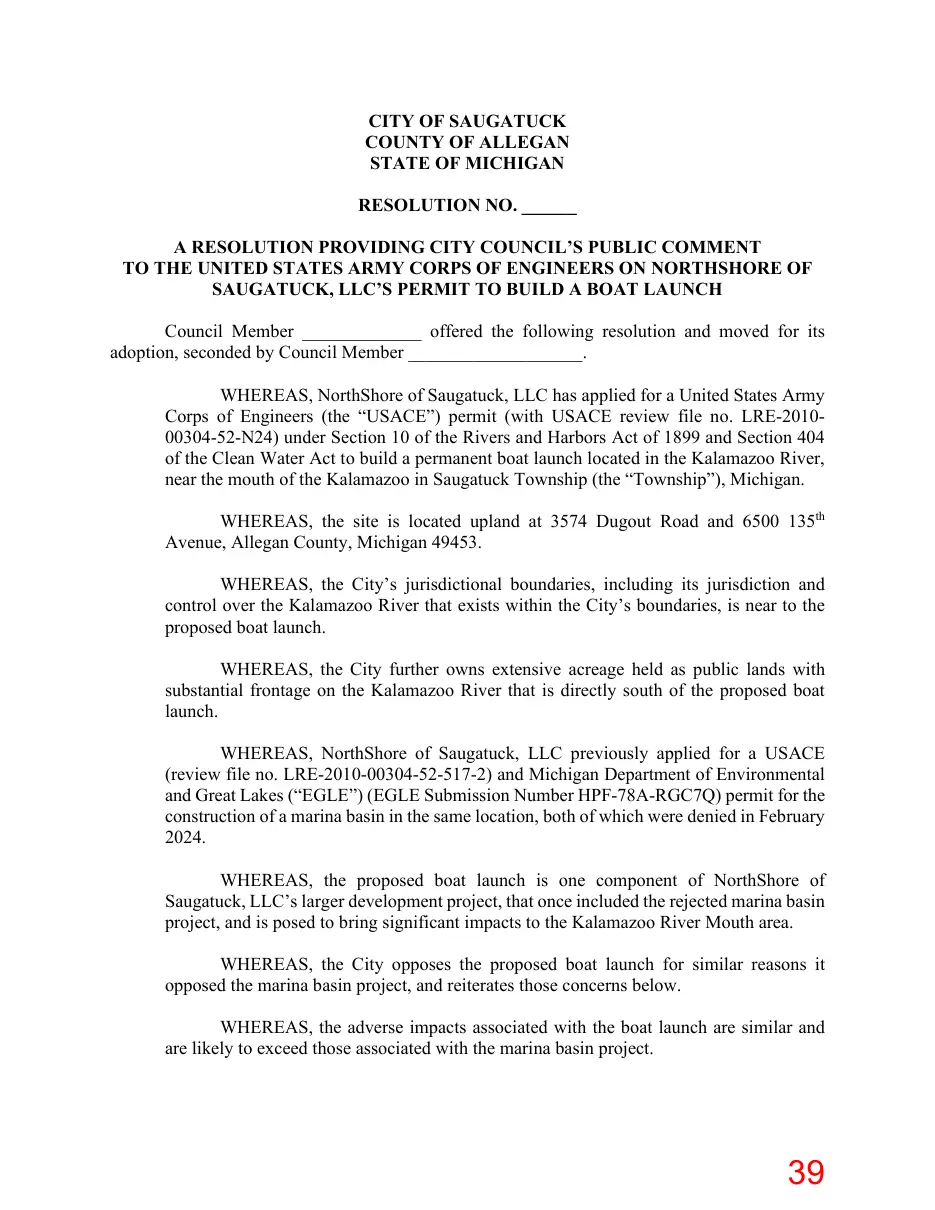 Page 39 of the packet; its text follows