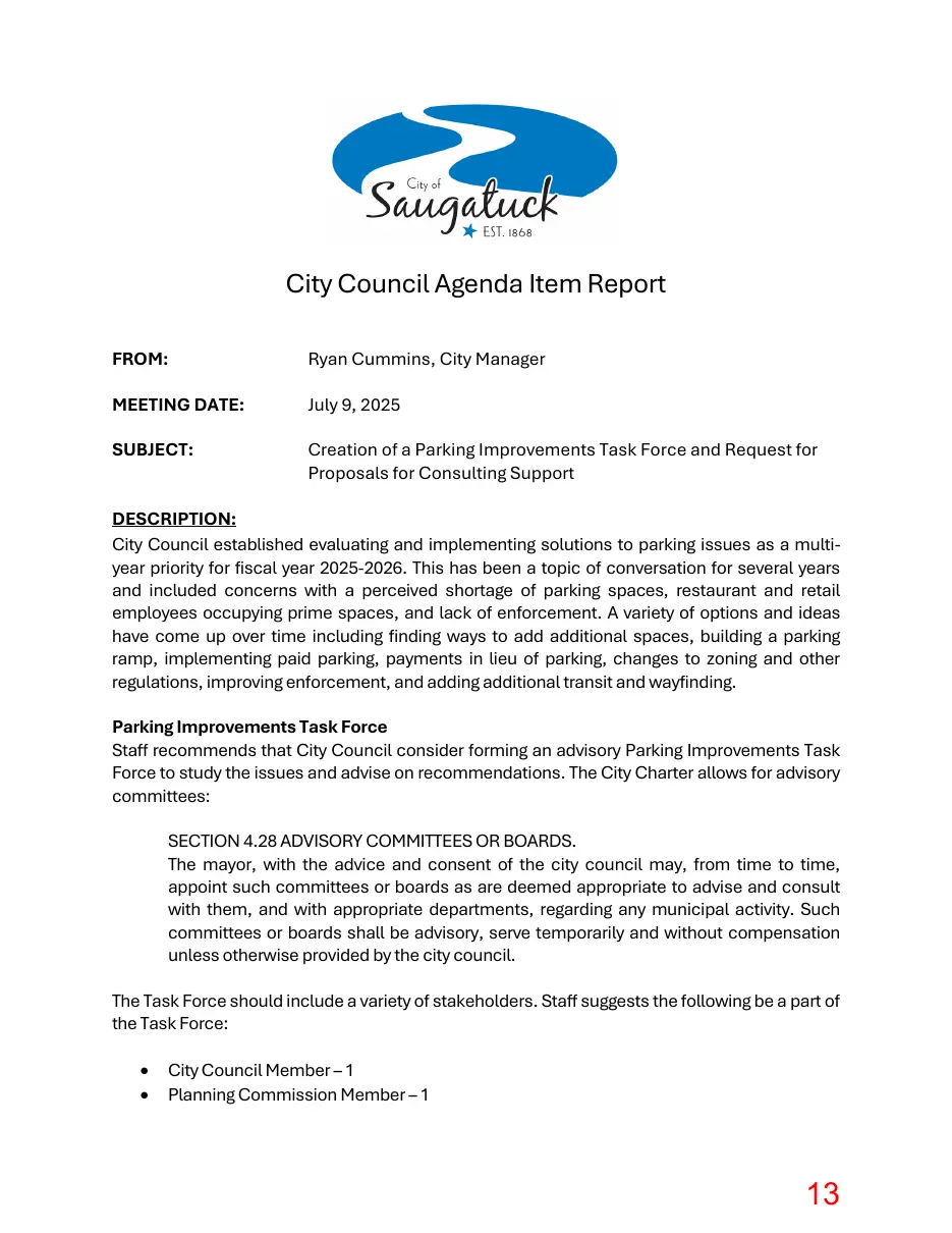 Page 13 of the packet; its text follows