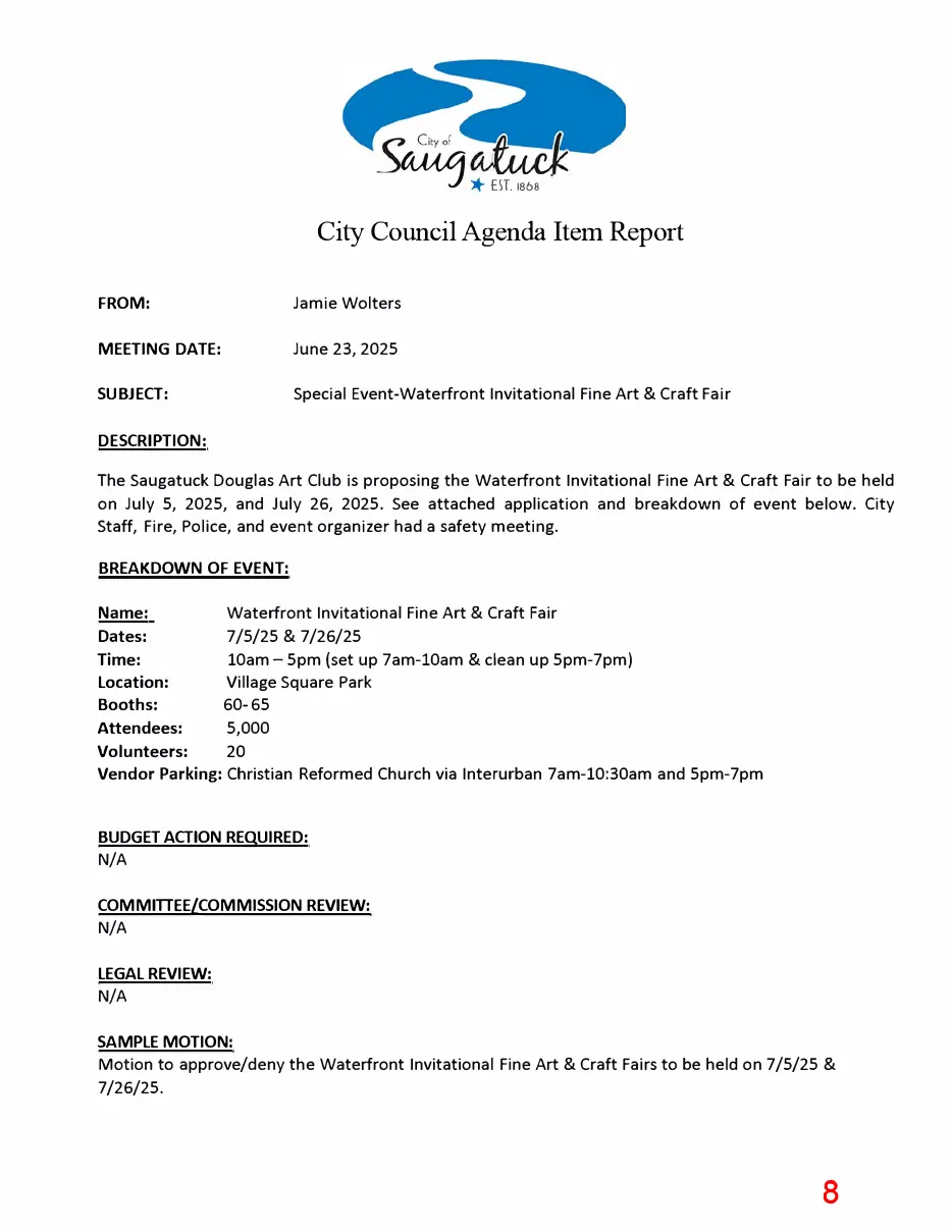 Page 8 of the packet; its text follows