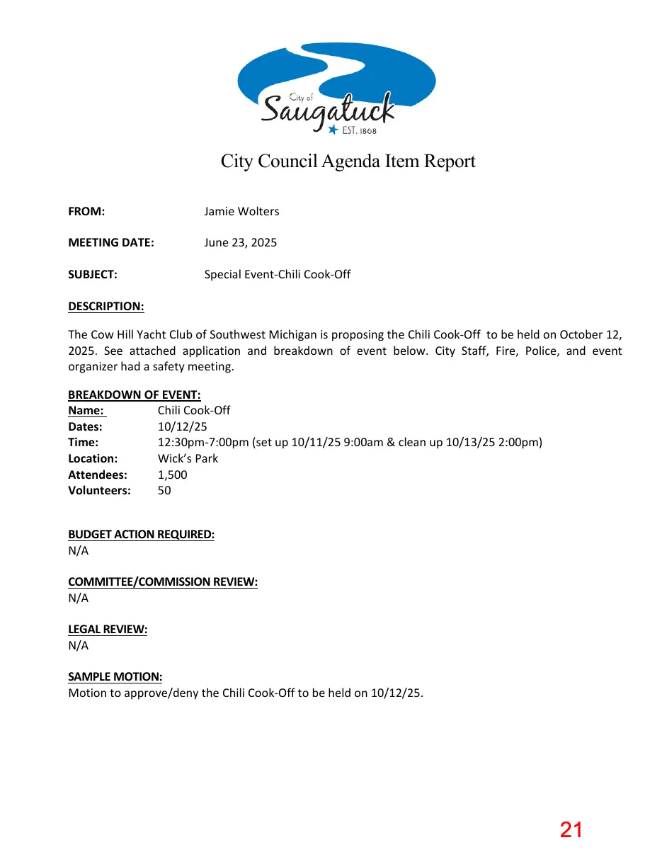 Page 21 of the packet; its text follows