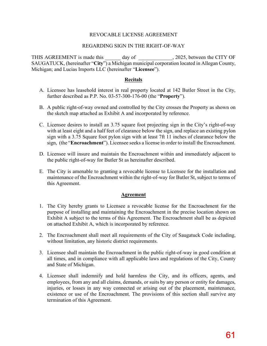 Page 61 of the packet; its text follows