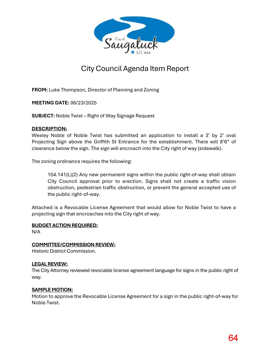 Page 64 of the packet; its text follows