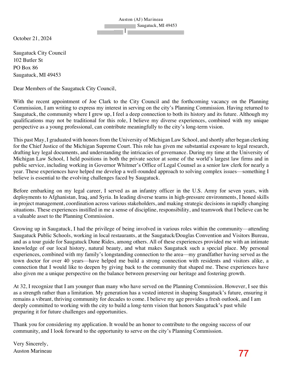 Page 77 of the packet; its text follows