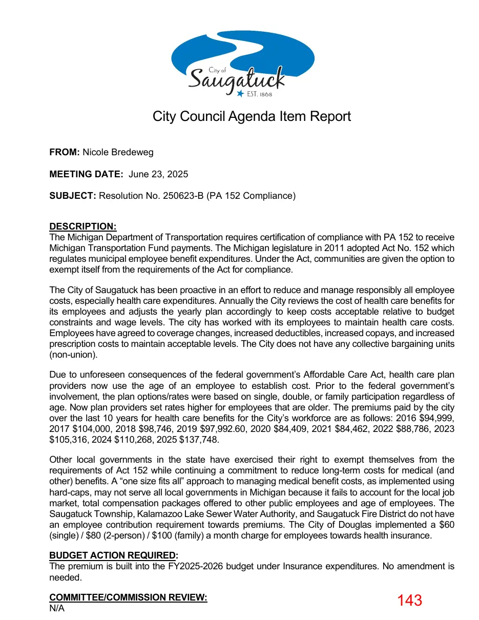 Page 143 of the packet; its text follows