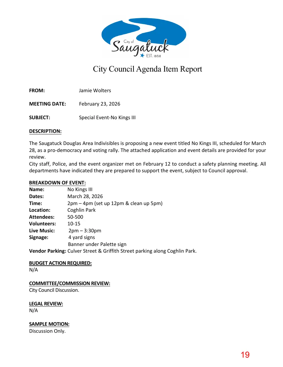 Page 19 of the packet; its text follows
