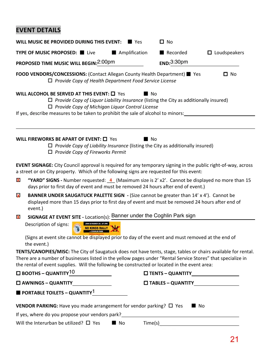 Page 21 of the packet; its text follows
