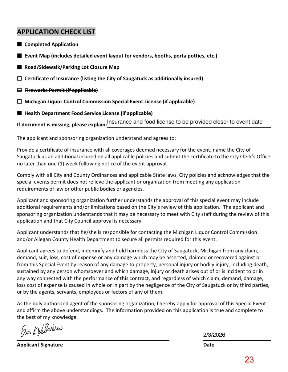 Page 23 of the packet; its text follows