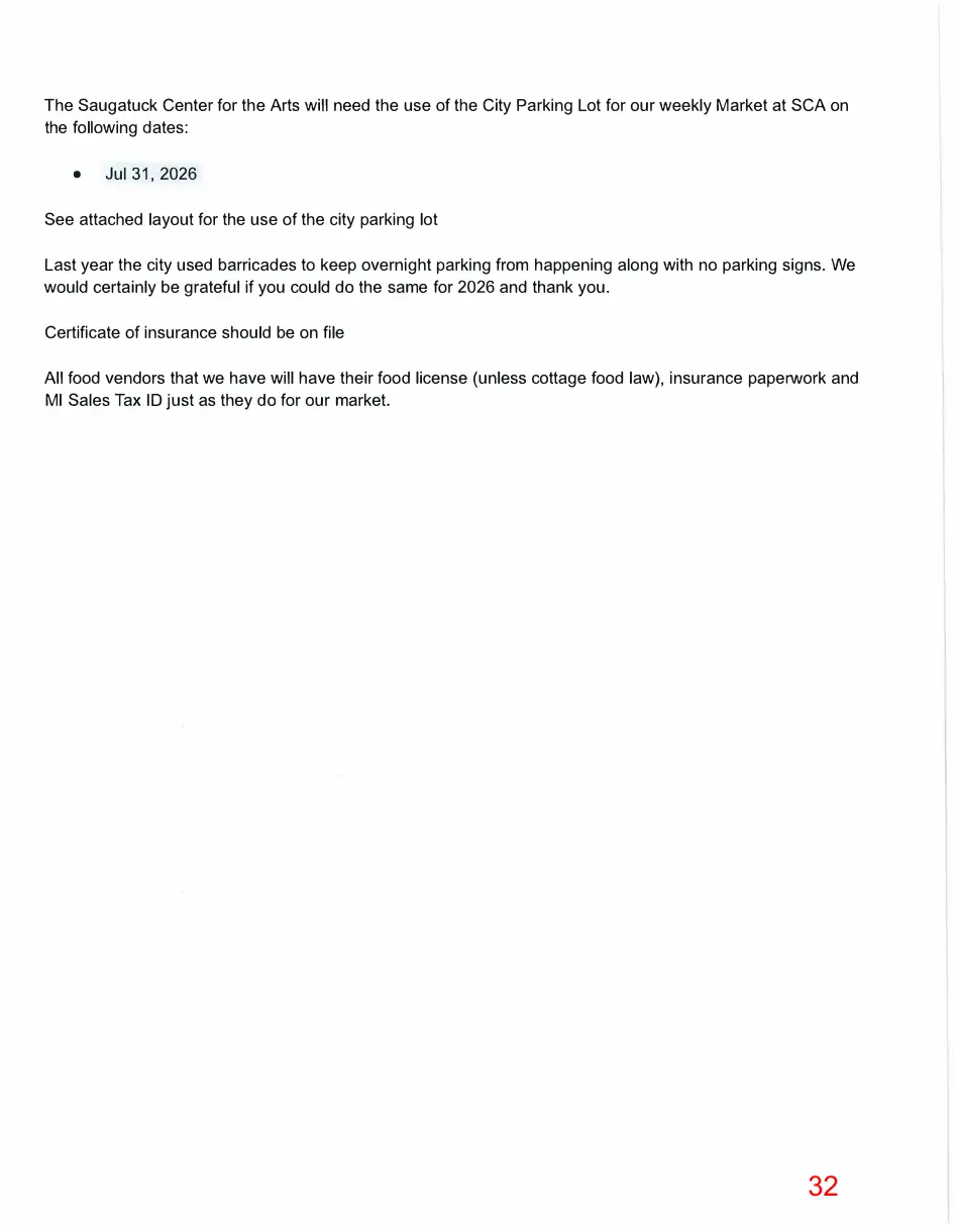 Page 32 of the packet; its text follows