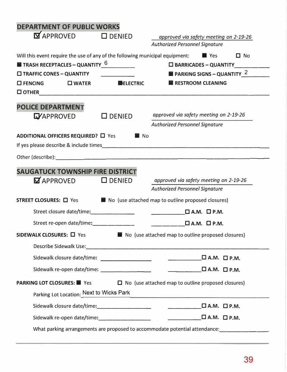 Page 39 of the packet; its text follows
