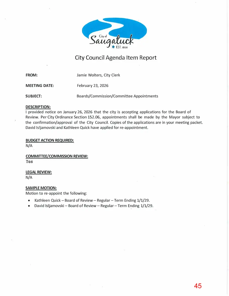 Page 45 of the packet; its text follows