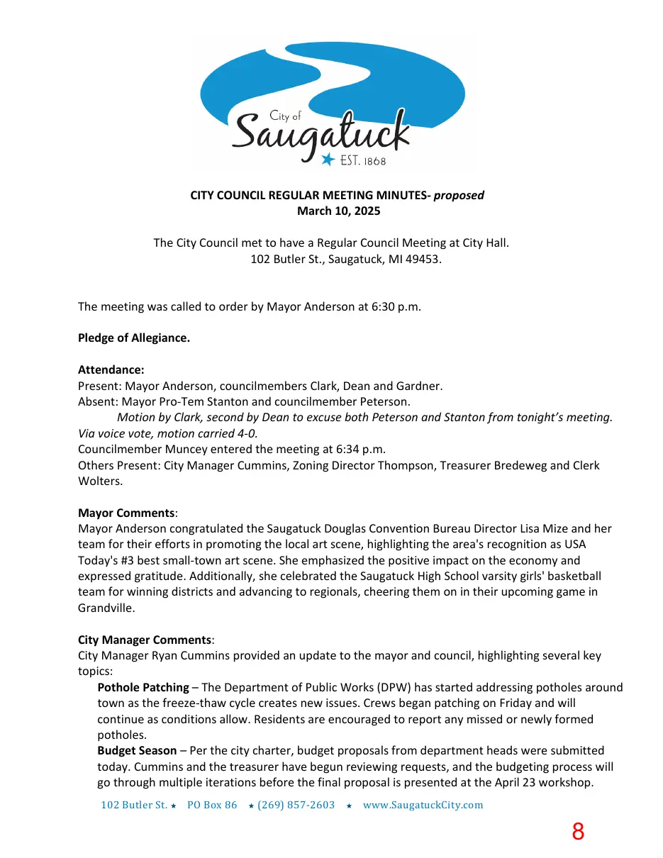 Page 8 of the packet; its text follows