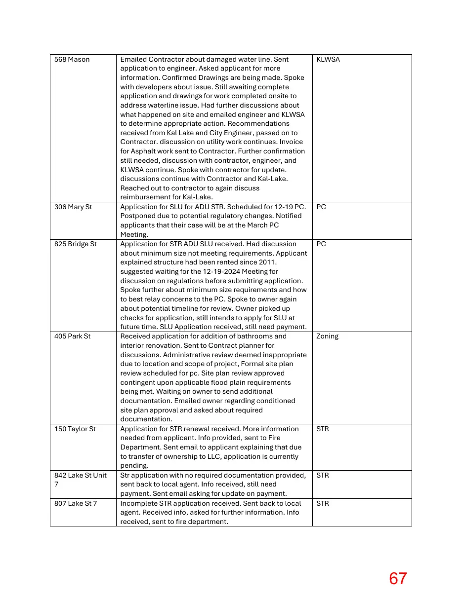 Page 67 of the packet; its text follows