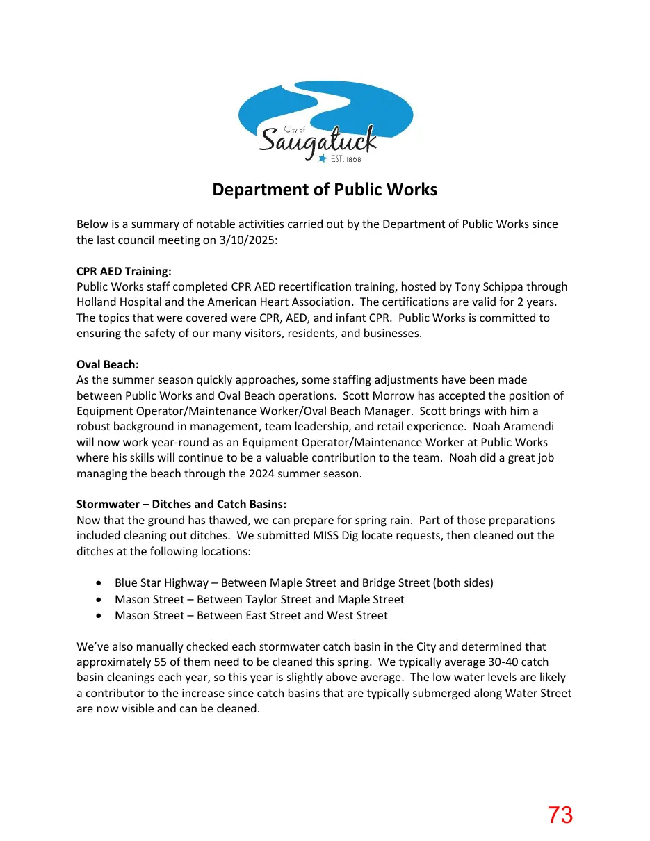 Page 73 of the packet; its text follows