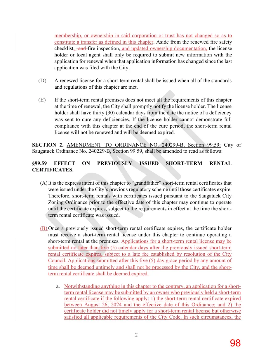 Page 98 of the packet; its text follows