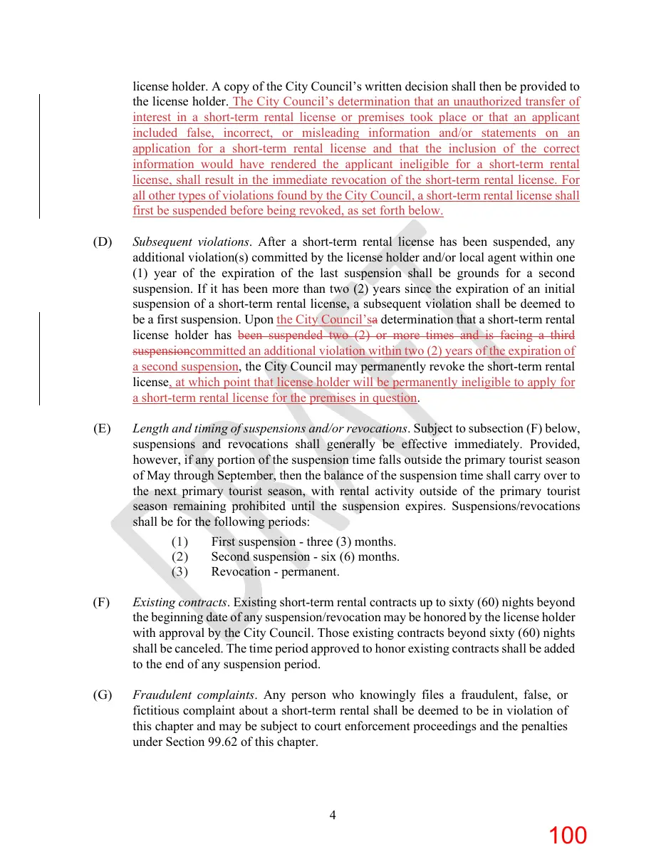 Page 100 of the packet; its text follows