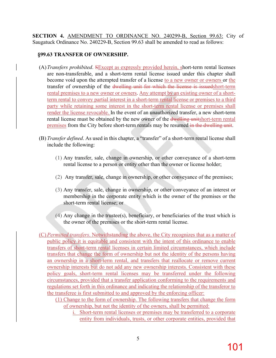 Page 101 of the packet; its text follows