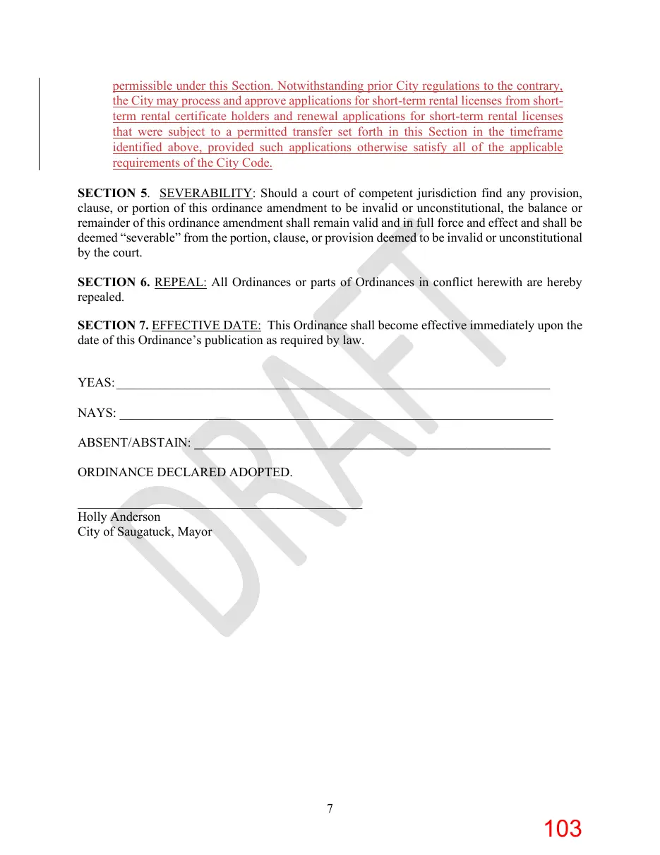 Page 103 of the packet; its text follows