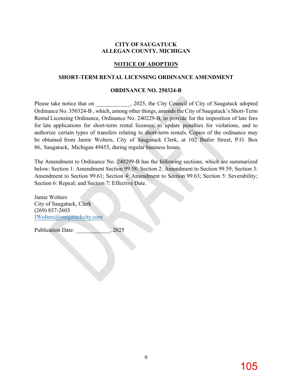 Page 105 of the packet; its text follows