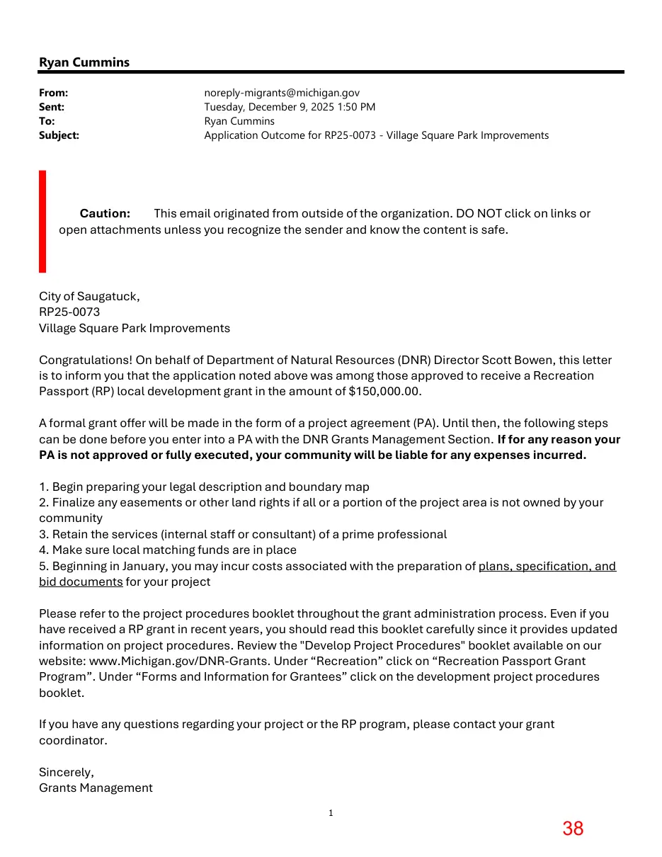 Page 38 of the packet; its text follows