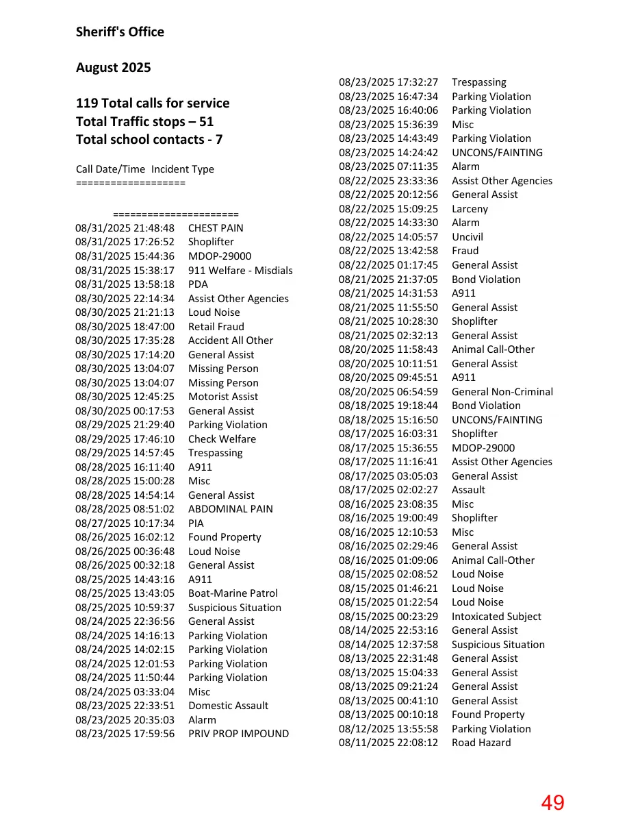 Page 49 of the packet; its text follows