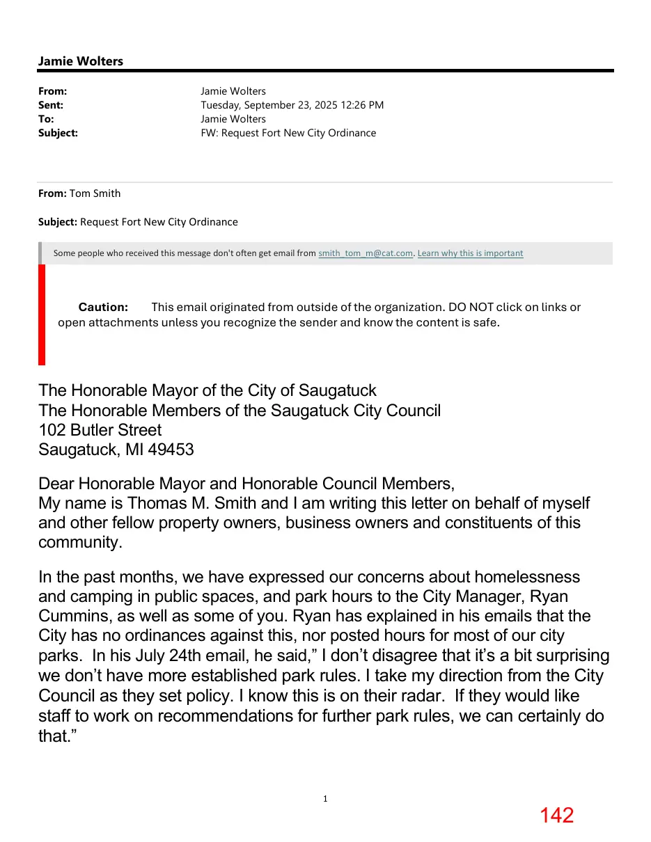 Page 142 of the packet; its text follows