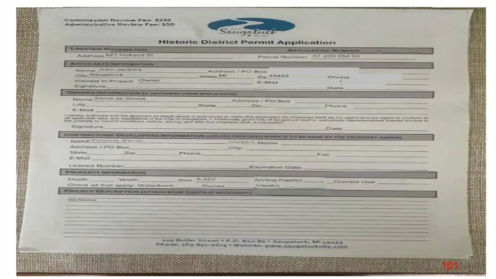 Page 101 of the packet; its text follows