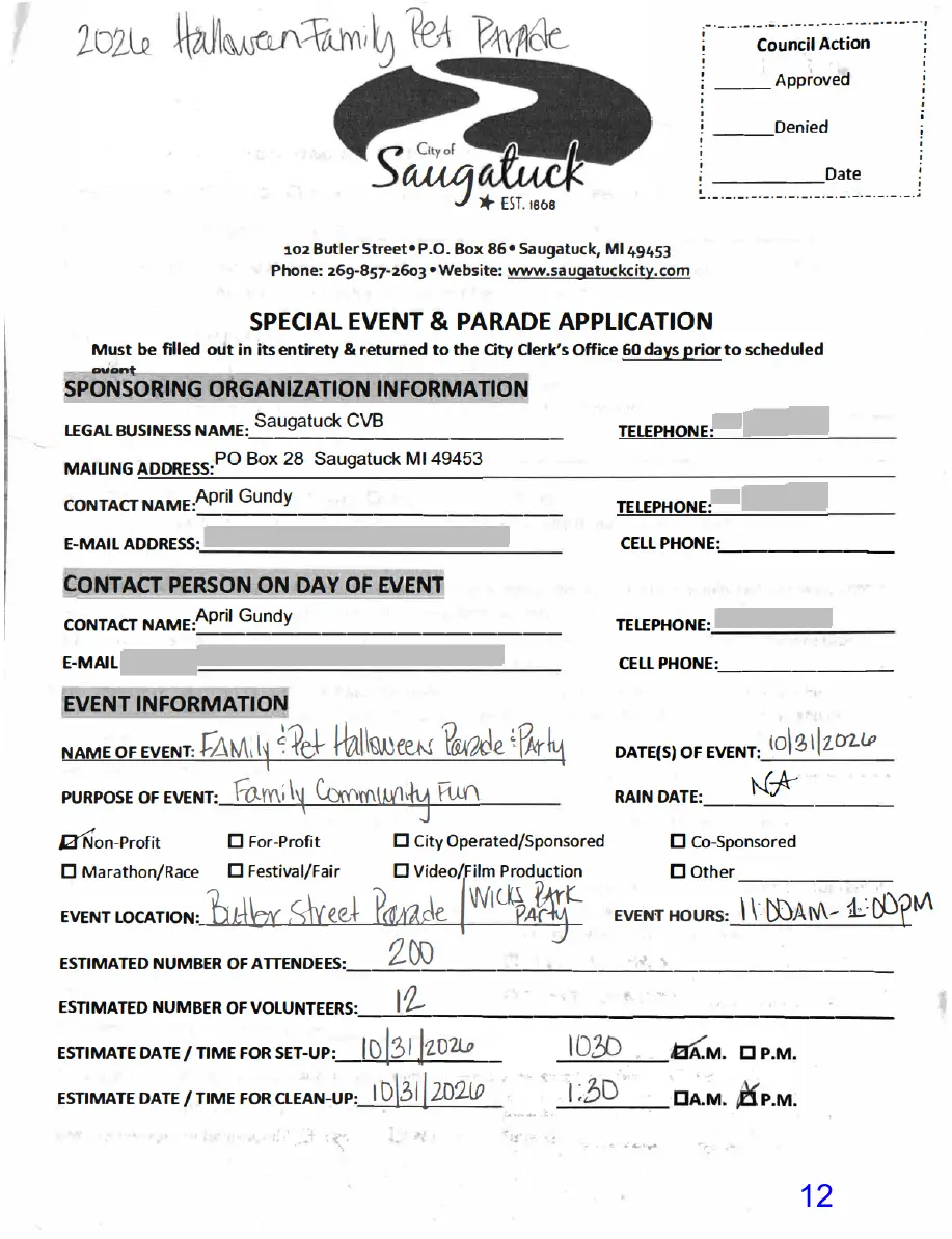Page 12 of the packet, a scanned page