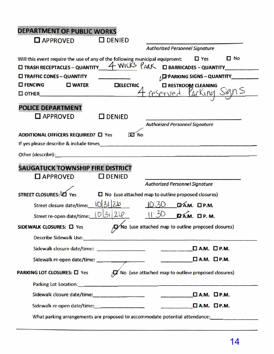 Page 14 of the packet, a scanned page