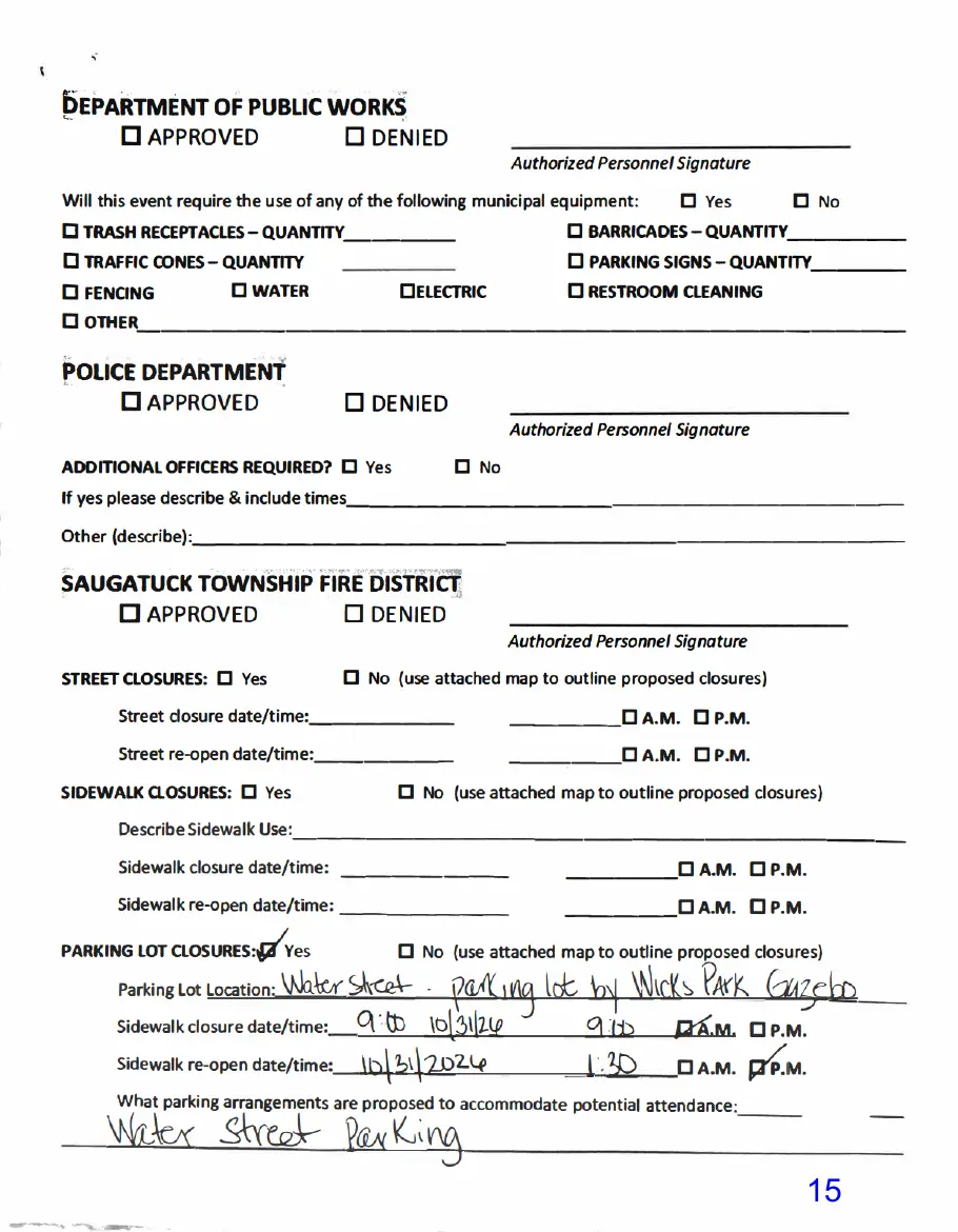 Page 15 of the packet, a scanned page
