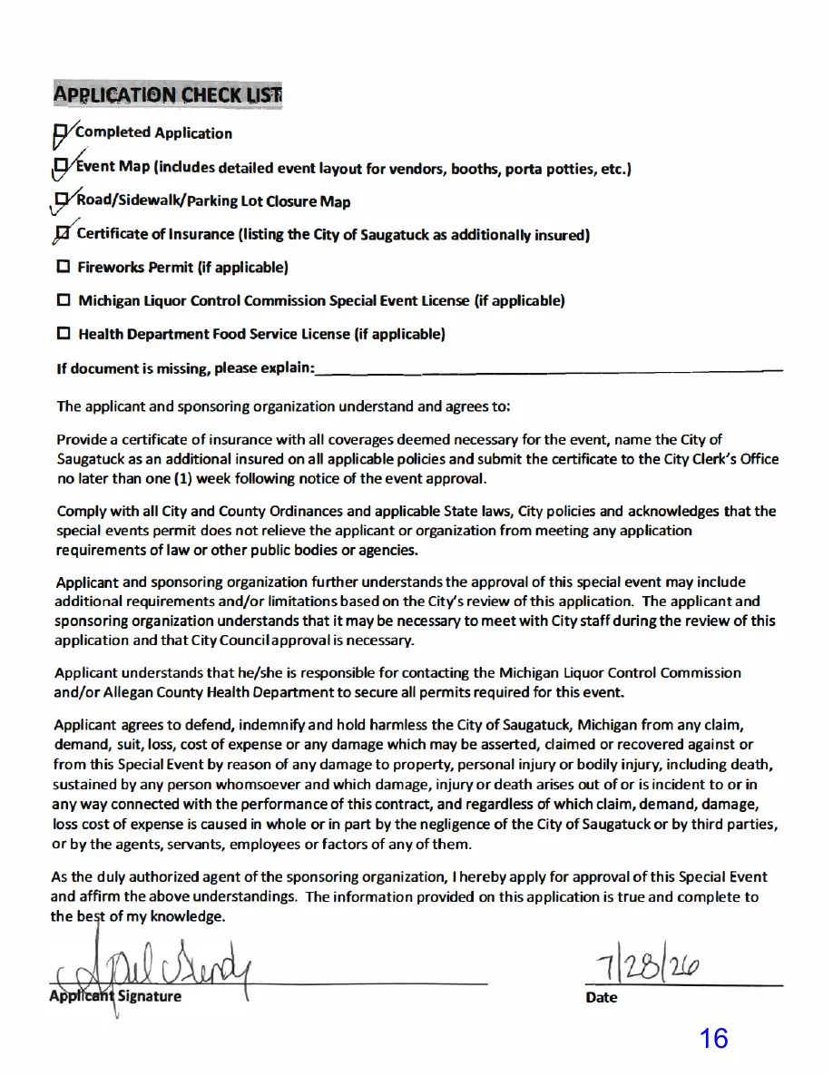 Page 16 of the packet, a scanned page