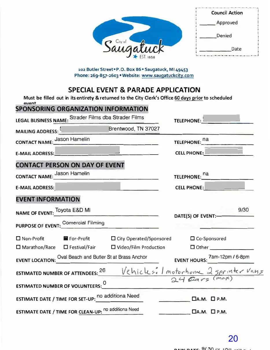 Page 20 of the packet; its text follows
