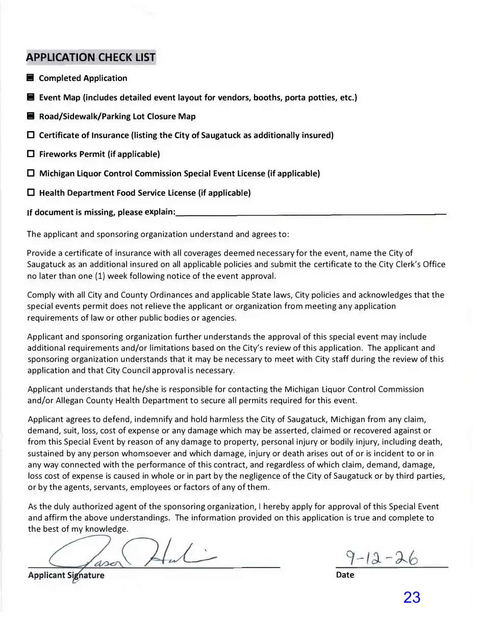 Page 23 of the packet; its text follows