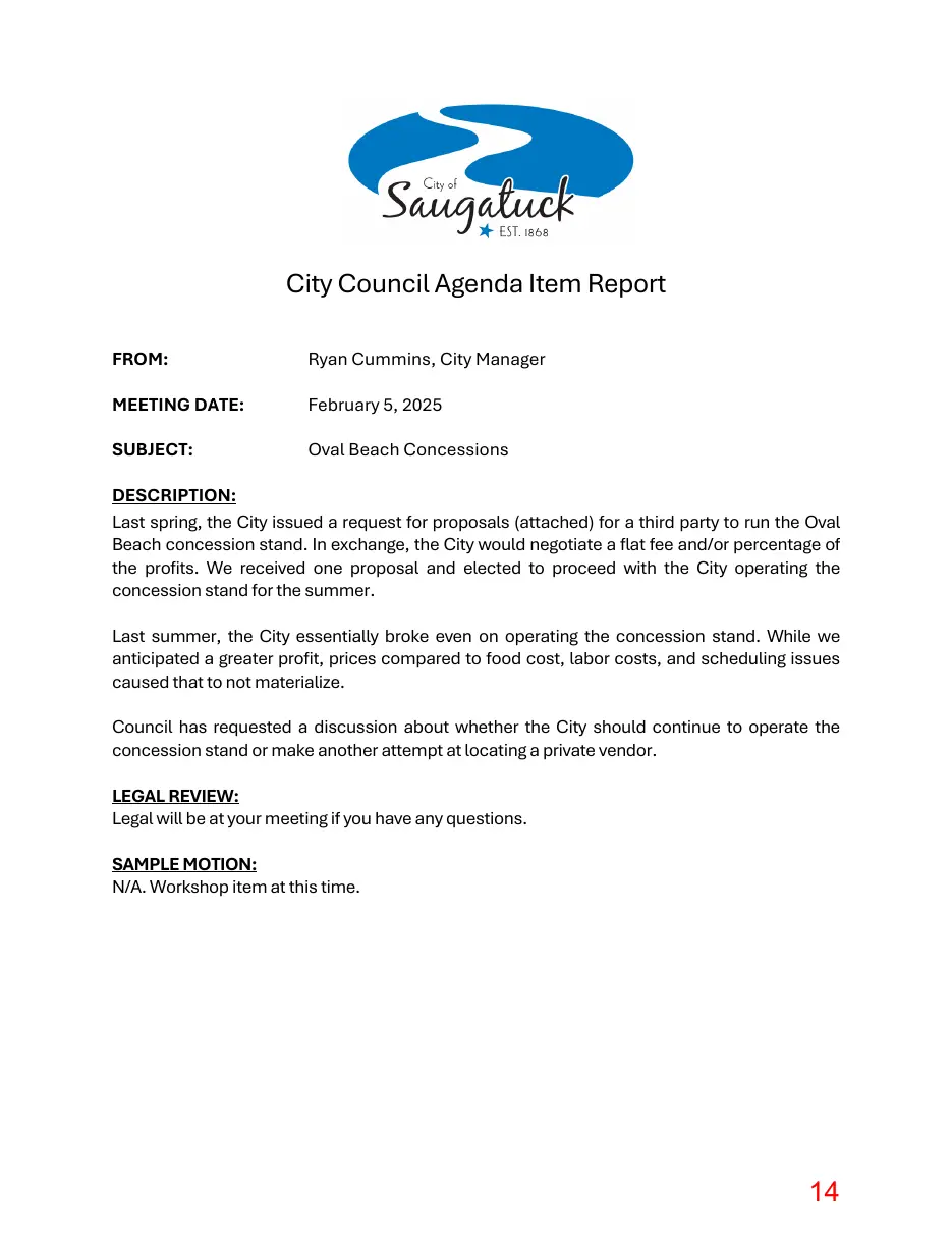 Page 14 of the packet; its text follows