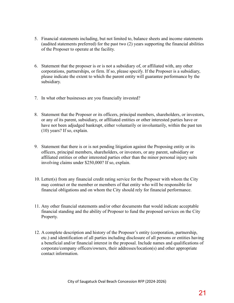 Page 21 of the packet; its text follows