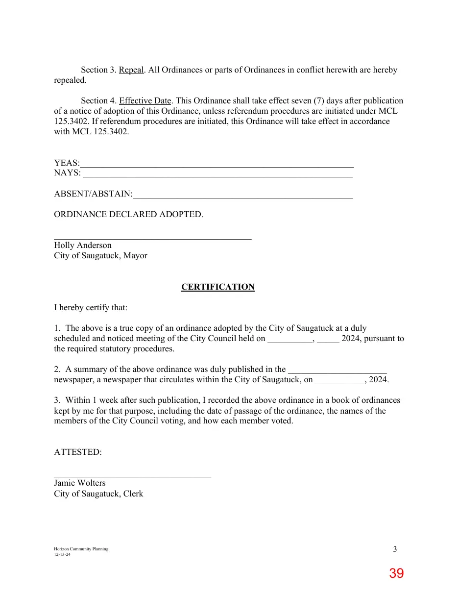 Page 39 of the packet; its text follows